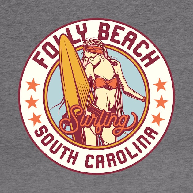 Vintage Surfing Badge for Folly Beach, South Carolina by SLAG_Creative